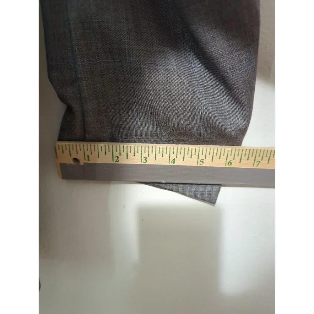Hart Schaffner Marx Gold Trumpeter Men Gray Glen Plaid Worsted Wool Suit 48L 42W